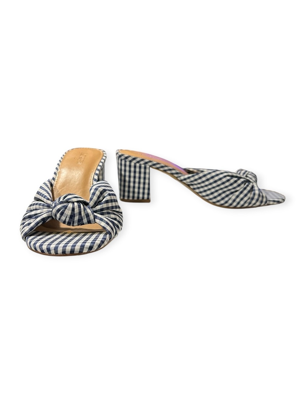 J.Crew Gingham Knotted Block Heel Sandals – Size 7 NWT